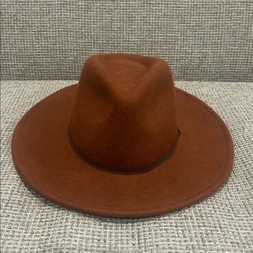 Brown Wide-Brim unisex fedora hat